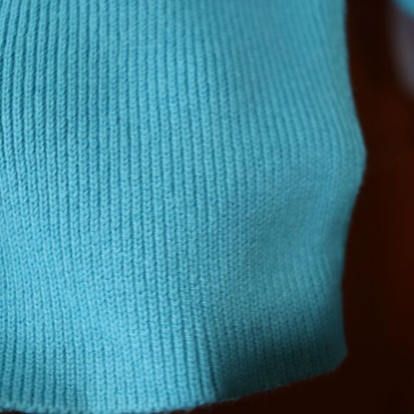 Liz Claiborne Villager XL 100% Cotton Teal Blue Henley Turtleneck Sweater - Picture 7 of 13